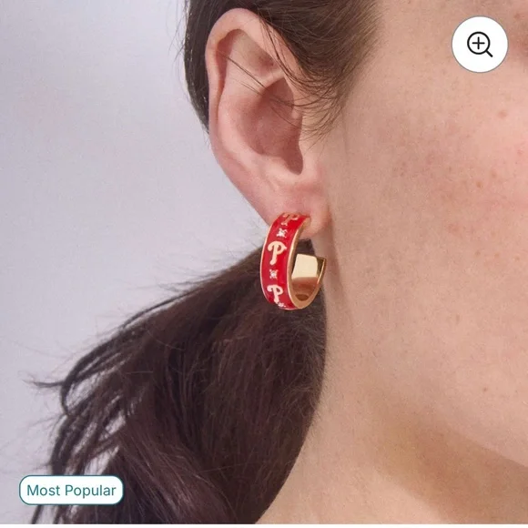 NWT Baublebar Phillies small hoop earrings - Picture 2 of 5